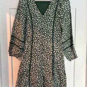 Draper James Green Floral Long Sleeve Dress